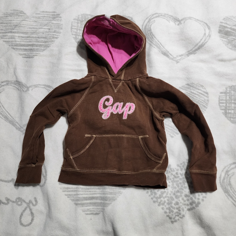 Gap Brown‎ Kids Hoodie with Pink Accents XS